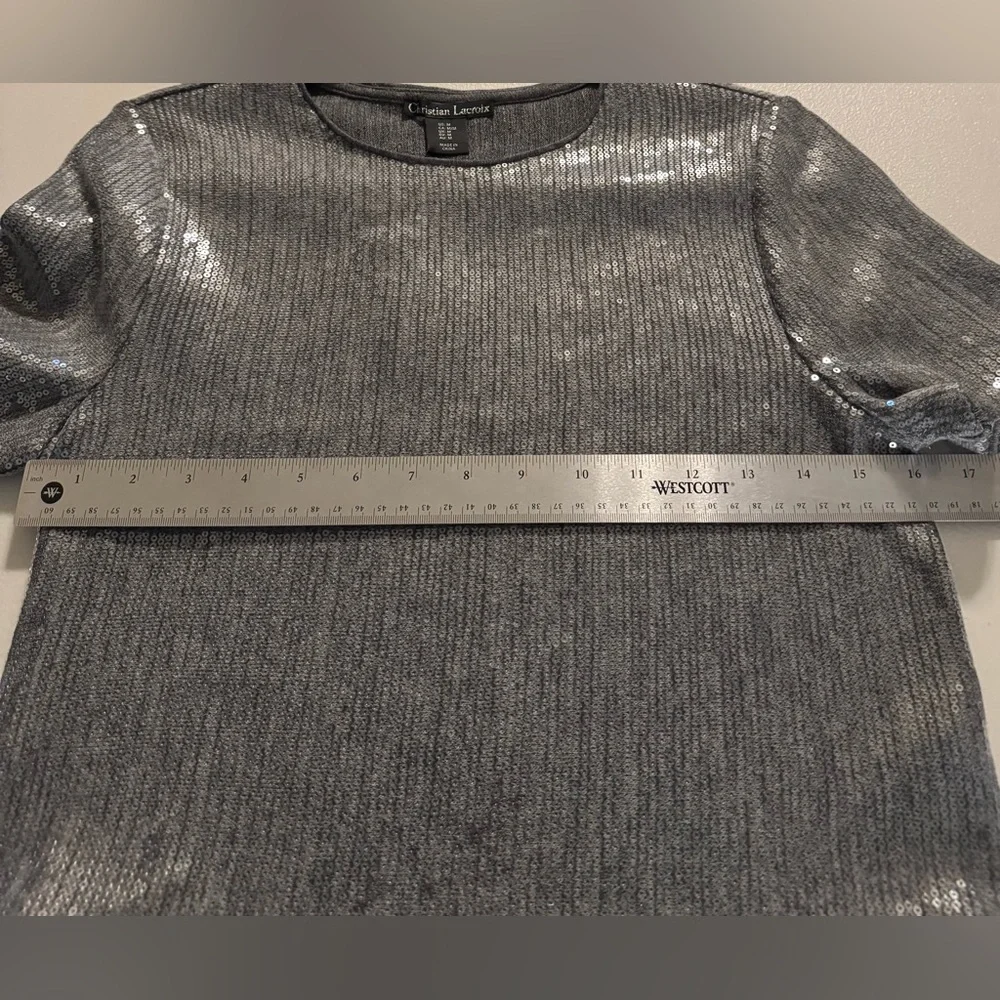 Christian Lacroix Women Grey Wide Leg Pants and Sequin Top, Two pieces set. M - Picture 15 of 16